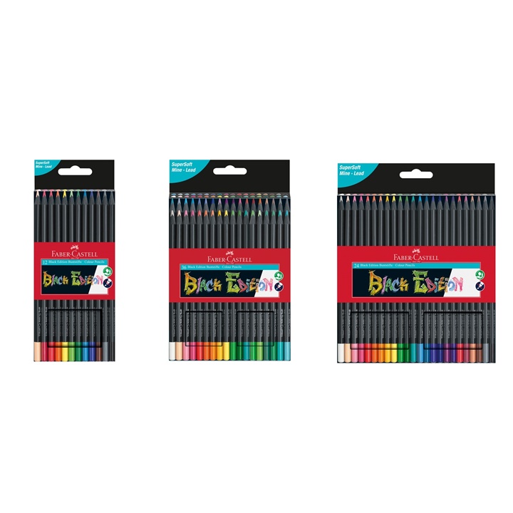 Matite colorate, Matite colorate Faber-Castell Black Edition - vari set, E-shop per i Vostri accessori per pittura, Consegna GRATIS per gli ordini  superiori ai 75€