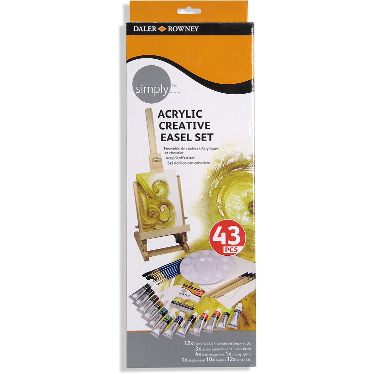 Set creativo acrilico con cavalletto Daler-Rowney Simply - 43 pezzi