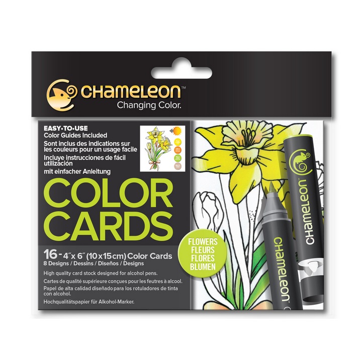 Carte da colorare Chameleon Flowers - 16 pezzi