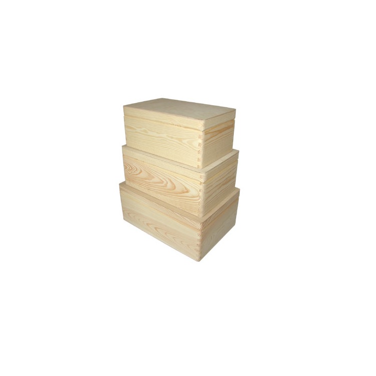 Set delle scatole in legno con coperchio 3 pezzi