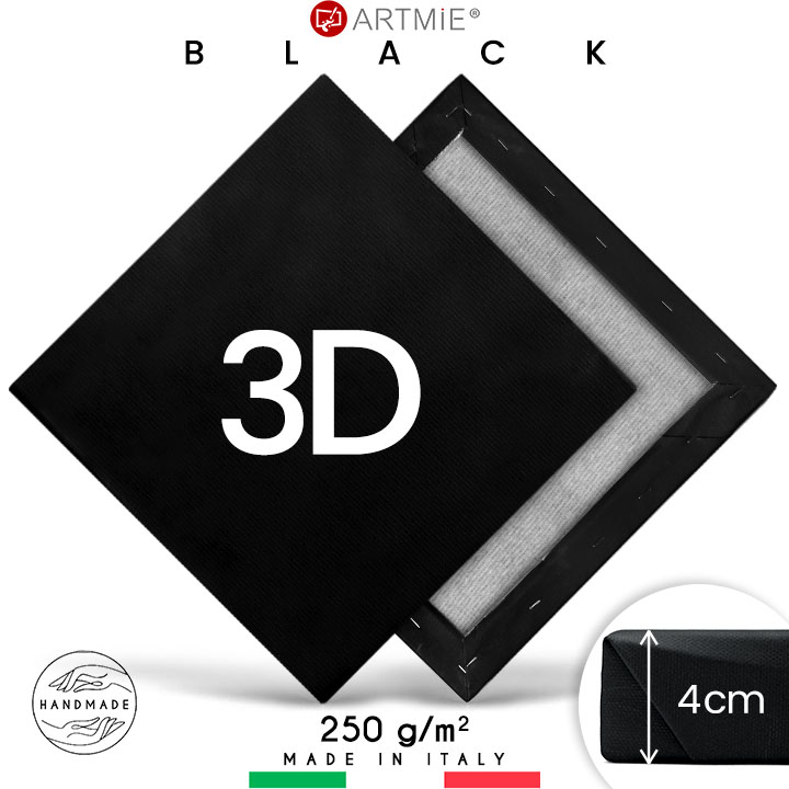 3D tela per pittura nera con telaio PROFI - varie dimensioni