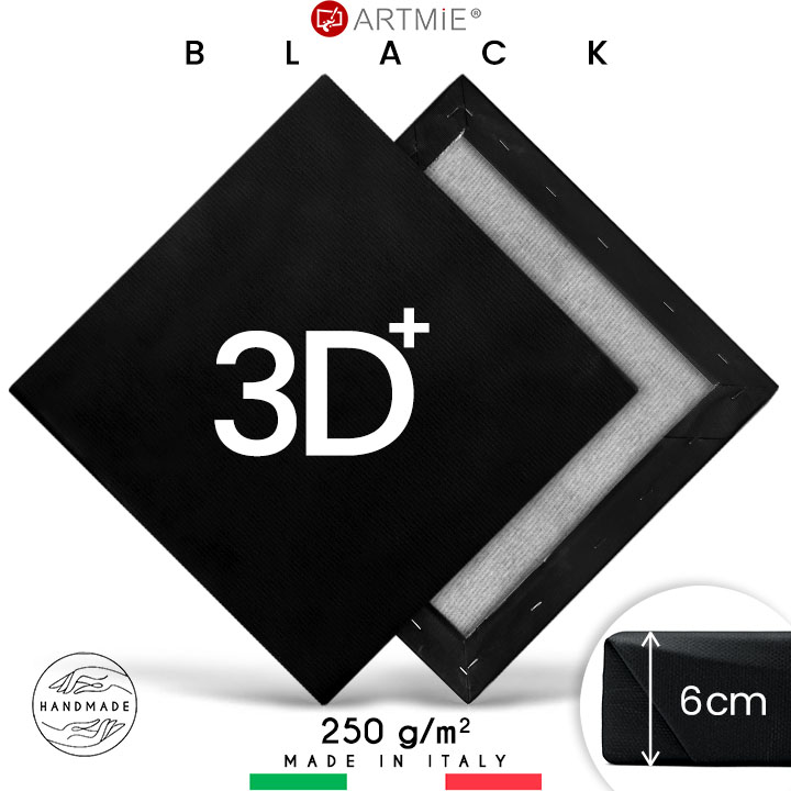 3D+ Tela per pittura nera con telaio PROFI - varie dimensioni