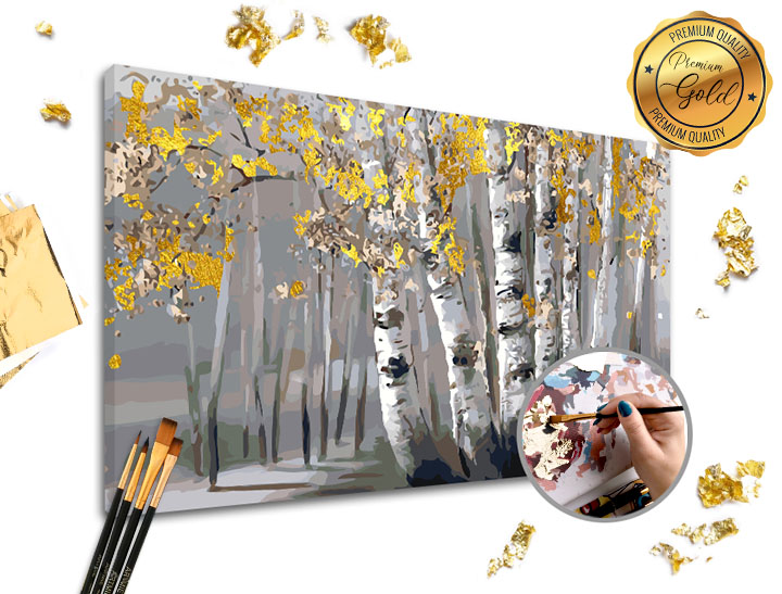 Dipingere con i numeri PREMIUM GOLD - Boschetto di betulle
