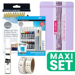 Art Journal Painting Set 21 x 14,8 cm - Acquerello - Viola pastello