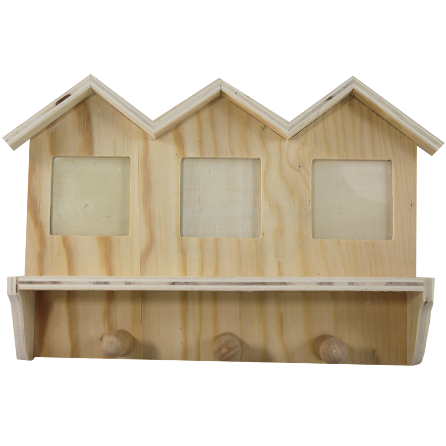 Attaccapani in legno con cornice - casetta