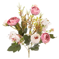 Bouquet di camelie artificiali rosa 29 cm