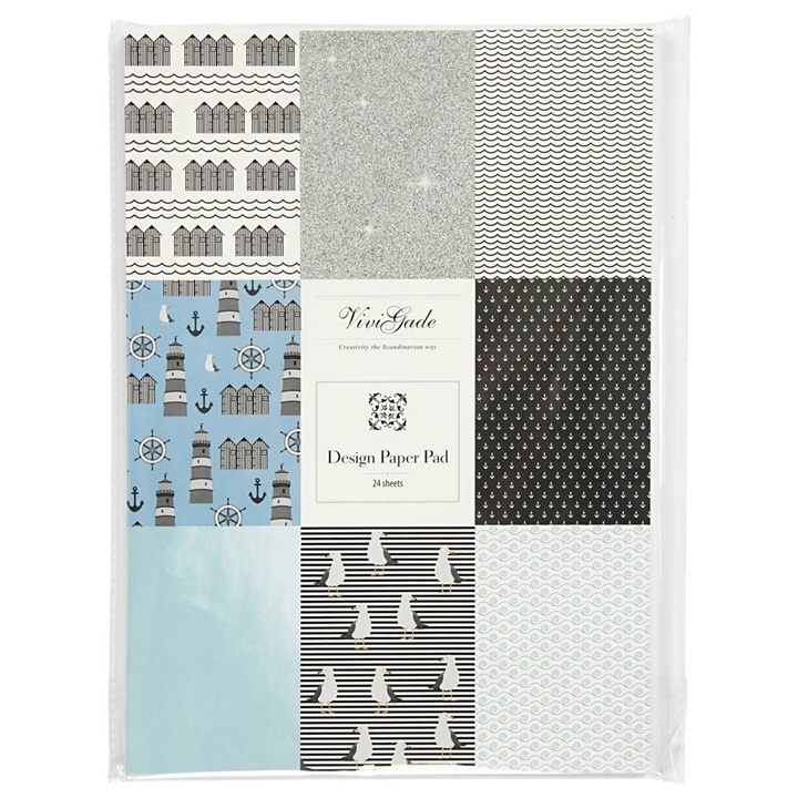 Carta scrapbooking A4 Vivi Gade - toni blu - set di 24 fogli