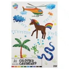 Cartoncino colorato A4 - 10 colori, 20 fogli, 300 GSM