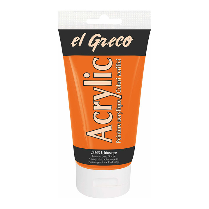 Colore acrilico El Greco 150 ml Genuine Deep Orange Colore acrilico El Greco 150 ml Genuine Deep Orange