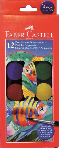 Confezione acquerelli con 12 colori assortiti + pennello