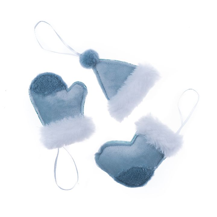 Decorazione natalizia da appendere con pelliccia  | Blu