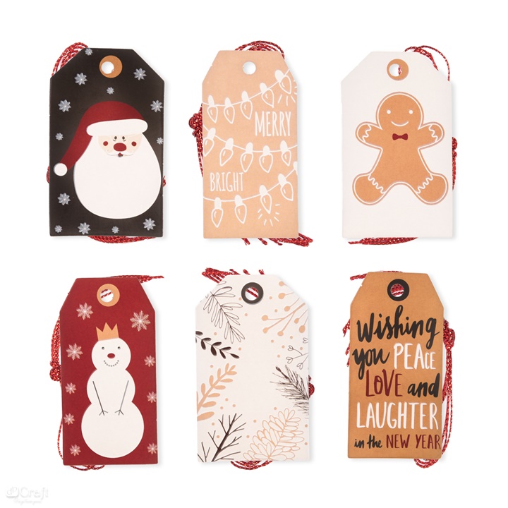 Etichette di Natale per la decorazione 24 pz   | Merry and Bright
