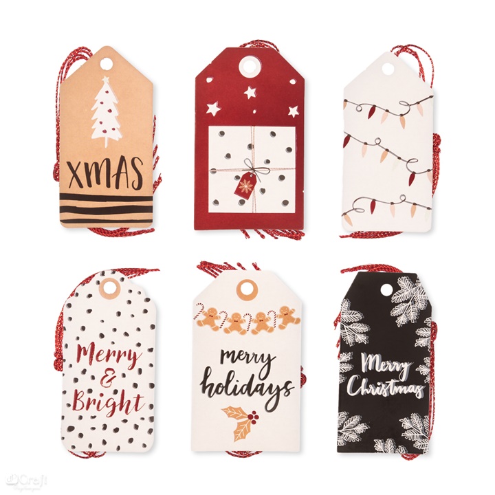 Etichette di Natale per la decorazione 24 pz  | Merry Holidays