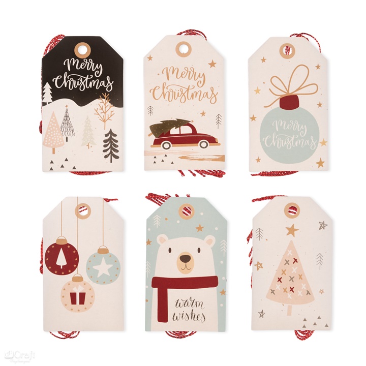 Etichette di Natale per la decorazione 24 pz Pastelli natalizi