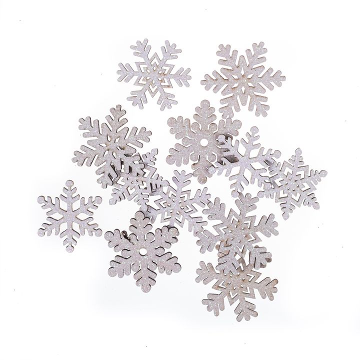 Fiocchi di colla di legno con glitter 12 pz  | bianco