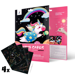 Immagini magici per graffiare per bambini - Unicorno - 4 pz