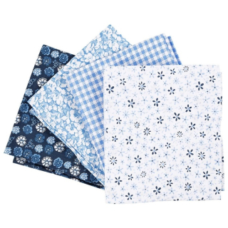 Tessuto patchwork - blu - 4 pezzi - 45 x 55 cm