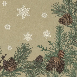Tovaglioli per decoupage Graphic Pines and Twigs Frame on Kraft - 1 pezzo