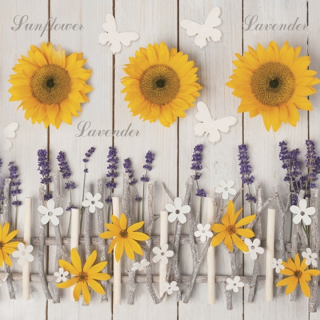 Tovaglioli per decoupage Lavender and Sunflower Composition - 1 pezzo