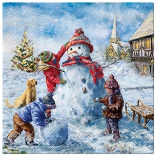 Tovaglioli per DECOUPAGE Snowman Fun - 1 pezzo 