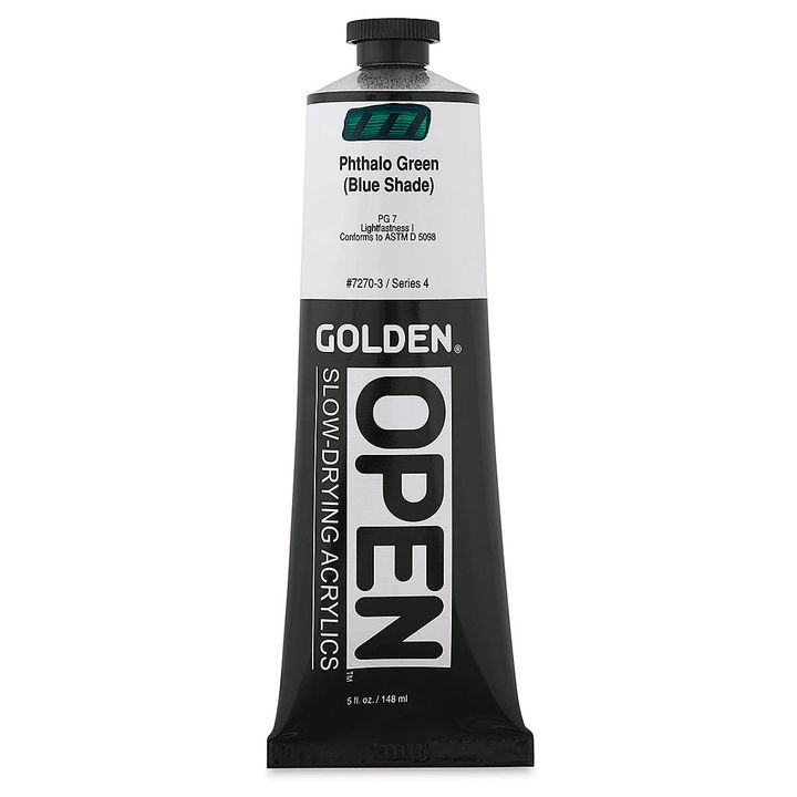 GOLDEN OPEN Vernice acrilica ad asciugatura lenta 148 ml | 7270 Phthalocyanine Green (Blue Shade)