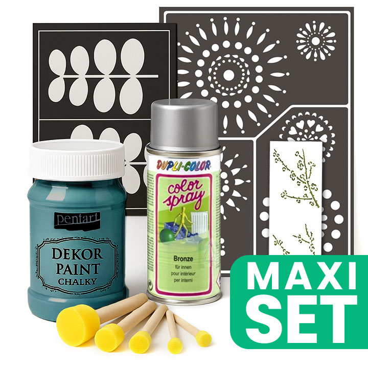 Kit per la ristrutturazione dei mobili con vernice spray argento - Verde veleno Kit per la ristrutturazione dei mobili con vernice spray argento - Verde veleno