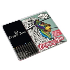 Libro da colorare antistress con pastelli - 10 pz