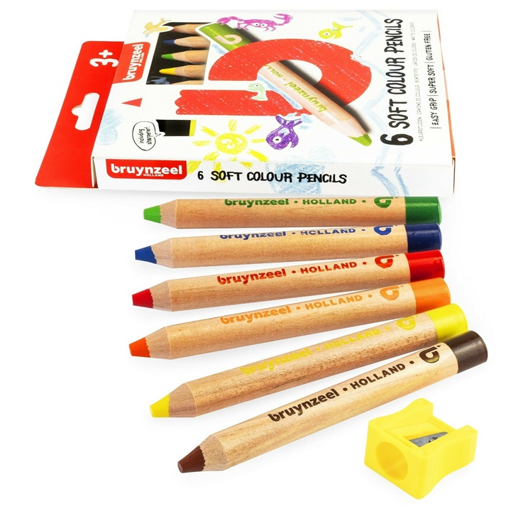 Matite colorate jumbo morbidi per bambini Bruynzeel Holland / 6 pezzi