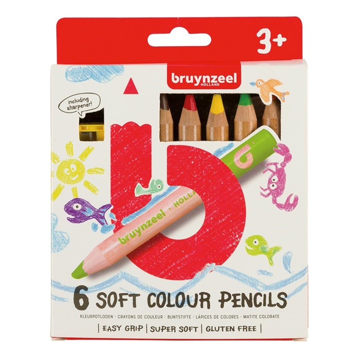 Matite colorate jumbo morbidi per bambini Bruynzeel Holland / 6 pezzi