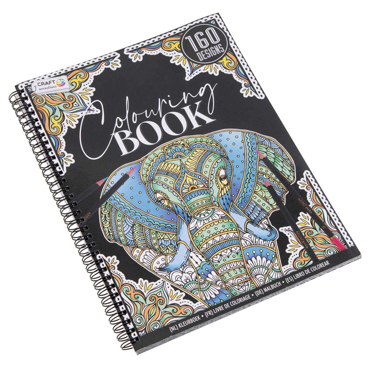 Pagina antistress da colorare elefante 160 motivi