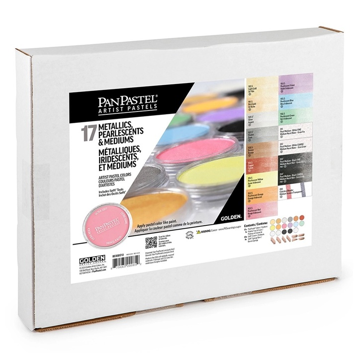 PanPastel Set di pastelli metallizzati e perlati con medium dorati - 17 pezzi