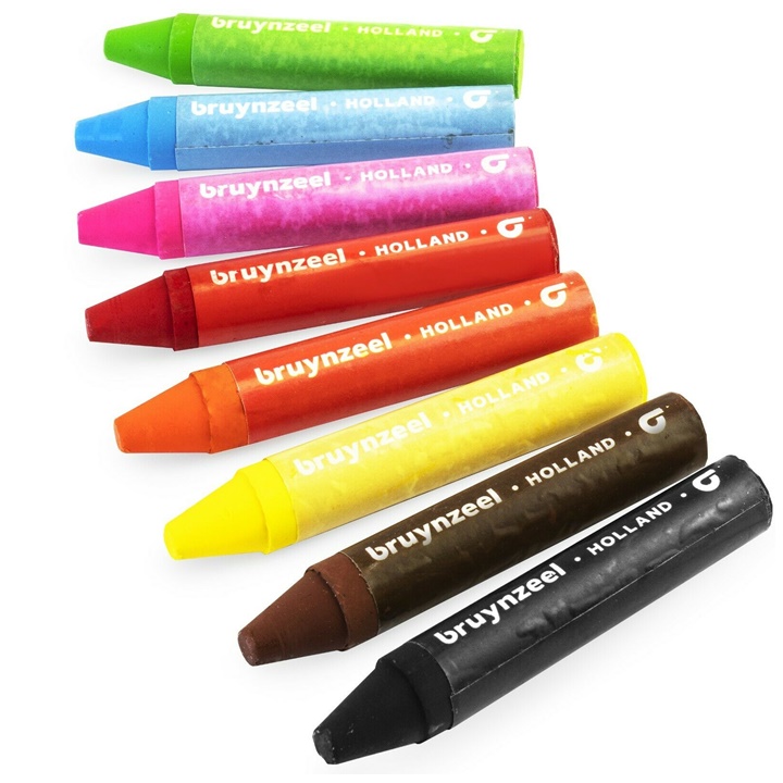 Pastelli a cera colorati spessi per bambini Bruynzeel Holland / 8 pezzi