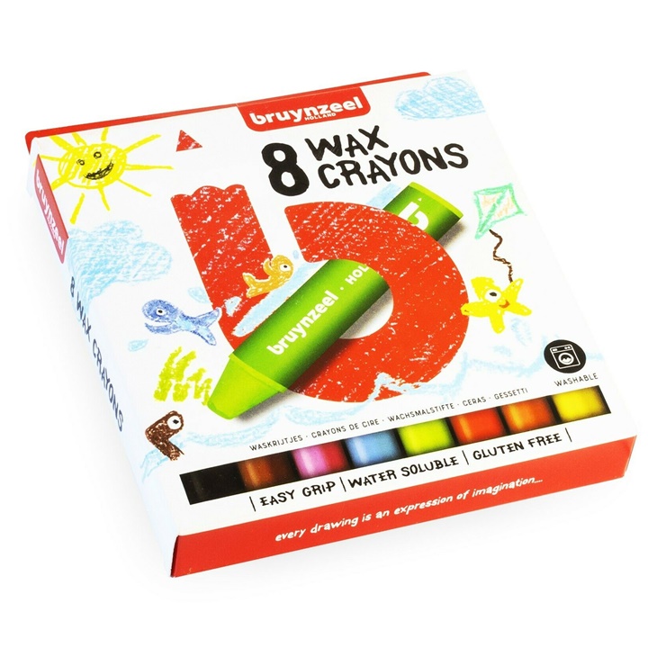Pastelli a cera colorati spessi per bambini Bruynzeel Holland / 8 pezzi