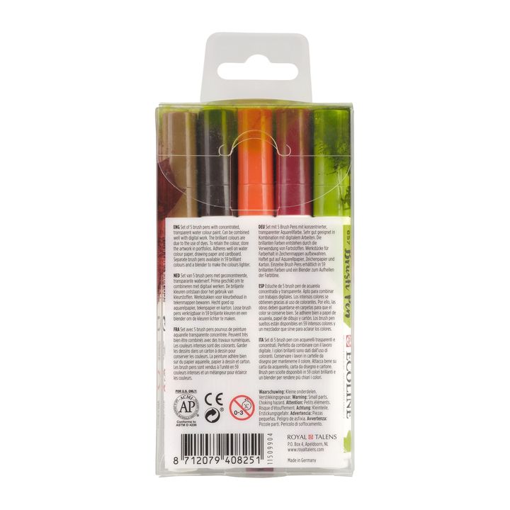 Penne acquerellabili Ecoline Brush Pen Autumn  | Set di 5 pezzi