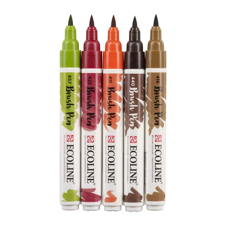 Penne acquerellabili Ecoline Brush Pen Autumn  | Set di 5 pezzi