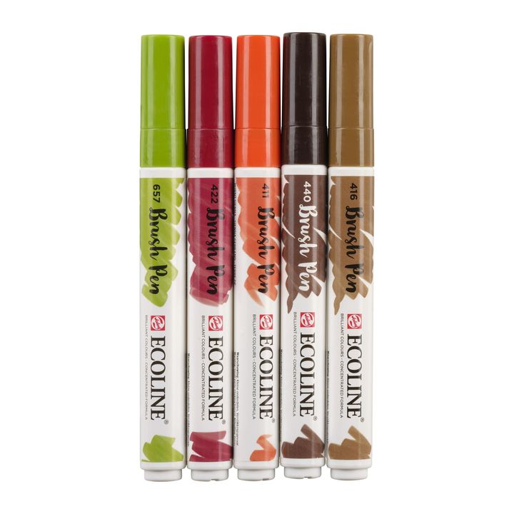 Penne acquerellabili Ecoline Brush Pen Autumn  | Set di 5 pezzi