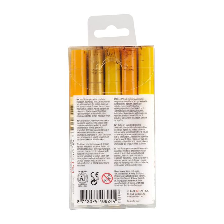 Penne acquerellabili Ecoline Brush Pen Earth  | Set di 5 pezzi