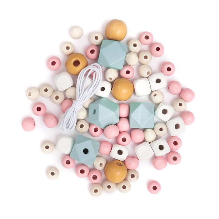Perline di legno colorate 80 pezzi | colori diversi