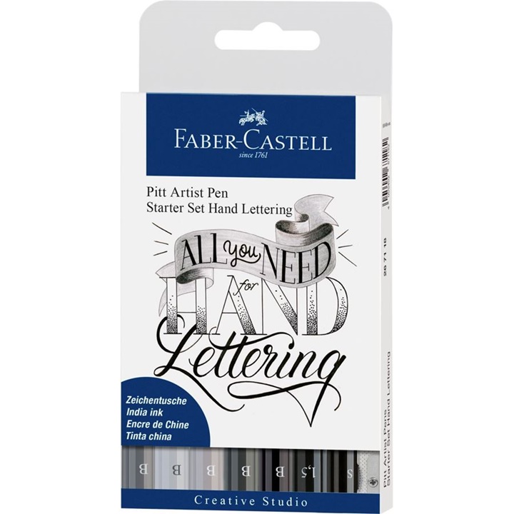 Pitt Art Markers Starter Set Scritte a mano con matita e temperino - 9 pz