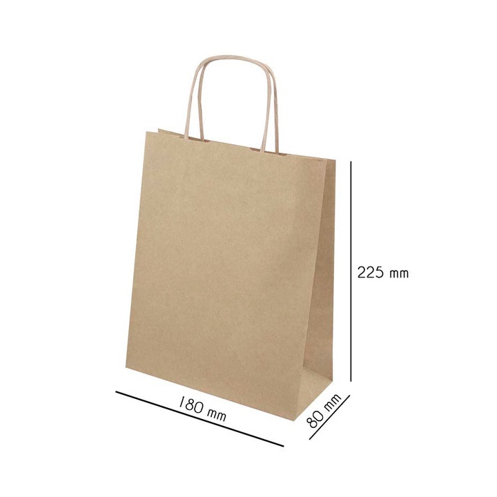 Sacchetto di carta marrone 180x80x225 mm 10 pz.