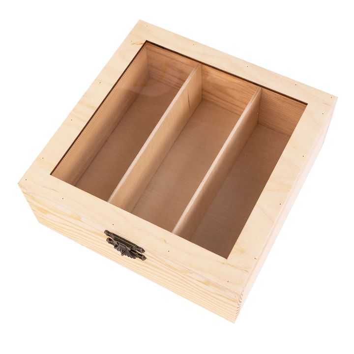 Scatola di legno con serratura e 3 scomparti ROSA TALENT 20x20x8 cm