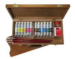 Set di colori acrilici Lukascryl Studio 12x20 ml nella valigietta di legno