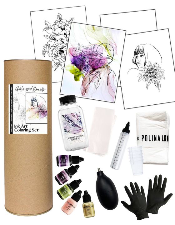 Set di inchiostri KAMENSKAYA 'GIRLS AND FLOWERS'