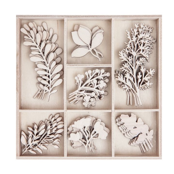 Set di ornamenti decorativi in ​​legno Ramoscelli - 45 pezzi