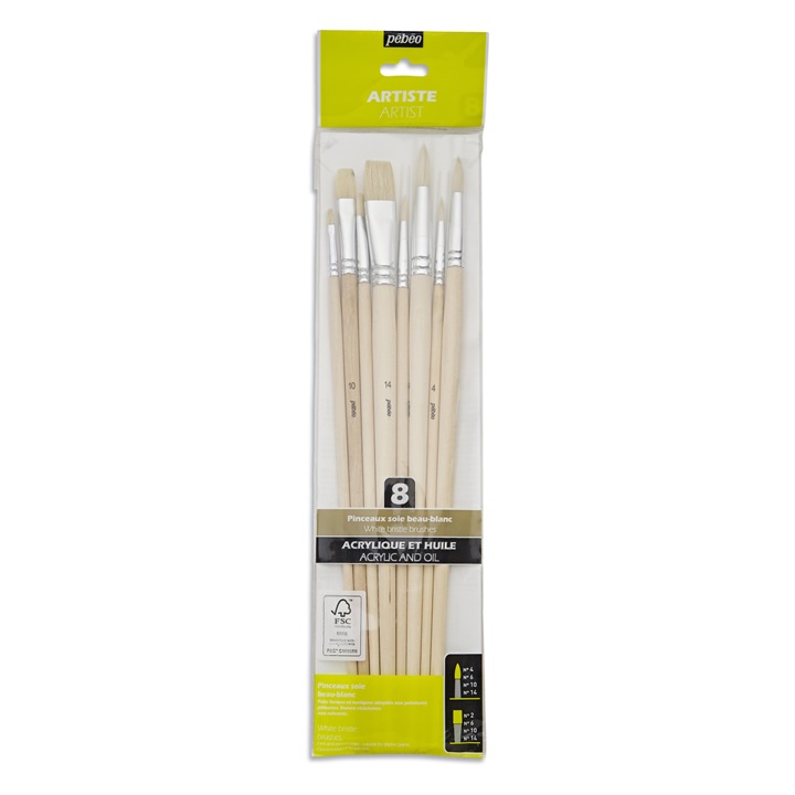 Set di pennelli per acrilico e olio PEBEO 8 pz.