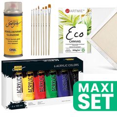 Set di pittura di base con pennelli e vernice lucida