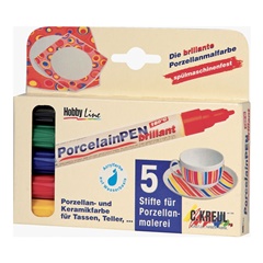 Set pennarelli per porcellana Hobby Line Brillant-- 5 pezzi