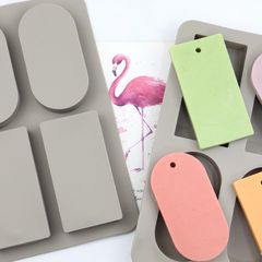 Stampo in silicone per la colata - Rettangoli e ovali con foro