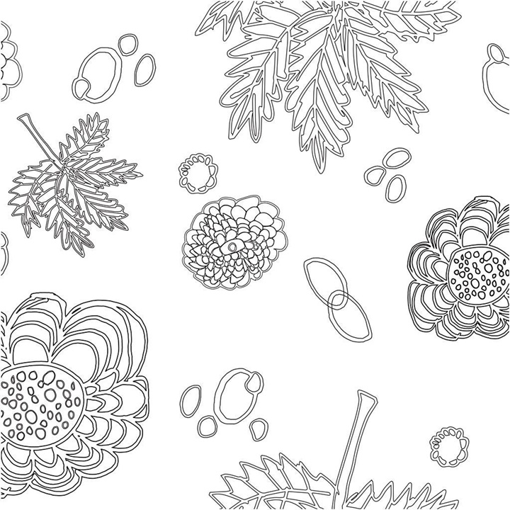 Tessuto di cotone 100 x 140 cm | plant motif