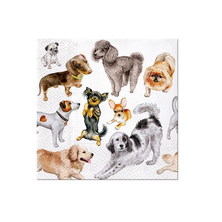 Tovaglioli a decoupage - Dogs Happiness  - 1 pezzo Tovaglioli a decoupage - Dogs Happiness  - 1 pezzo